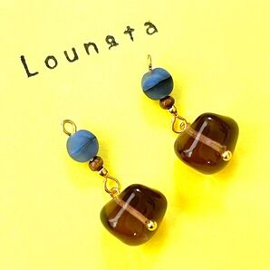 947ハンドメイドピアス ハンドメイドイヤリング チェコビーズピアス ネイビー パープル