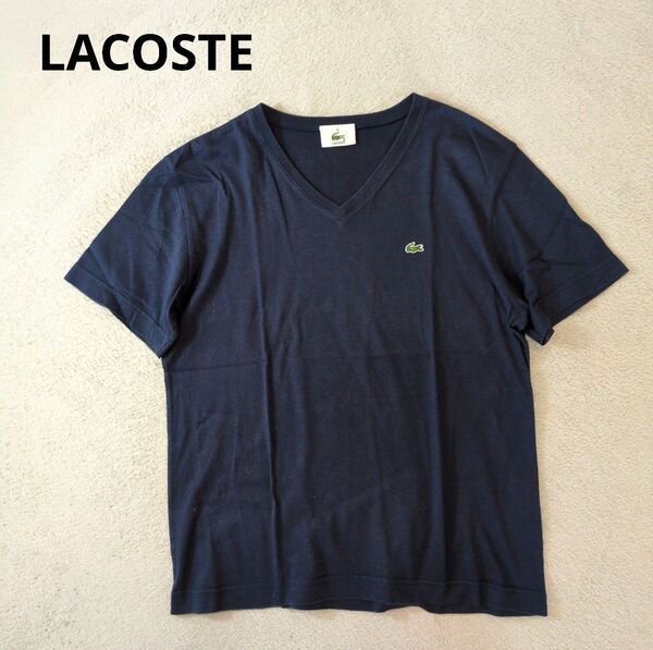 LACOSTE ラコステ 胸刺繍ロゴ 半袖Tシャツ 紺 ネイビー 状態良