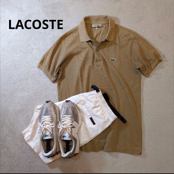 LACOSTE ラコステ 胸刺繍ロゴ 鹿の子ポロシャツ カノコ キャメルベージュ