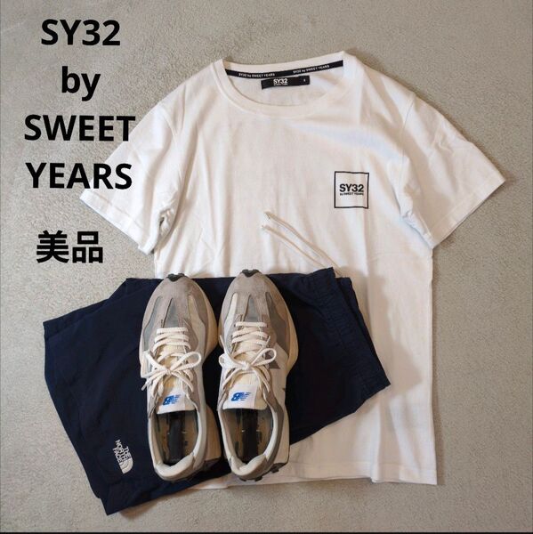 SY32 by SWEET YEARS 前後ロゴ 半袖Tシャツ 純白 美品