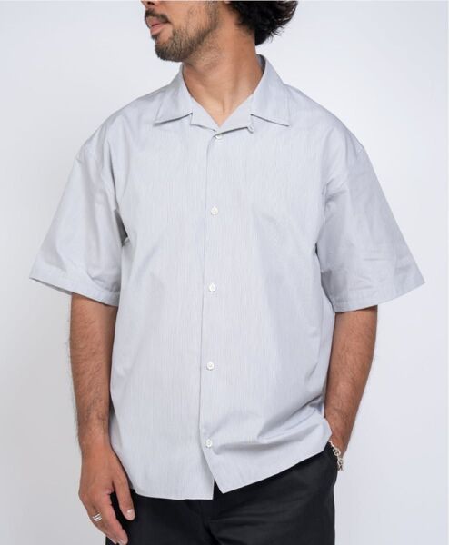 OVY Stripe Open Collar Short Sleeve Shirt Lサイズ