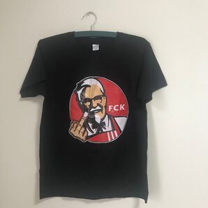ケンタッキーのカーネルおじさんみたいな プリントTシャツ 黒 Lサイズ 古着