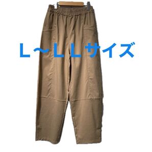 新品タグ付き総ゴム楽々ストレッチパンツ人気のコクーンラインベージュ系 イージーパンツ ワイドカジュアルとして定番太過ぎないイメージ