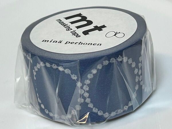mt マスキングテープ ミナペルホネン tambourine petit・navy 10m巻き