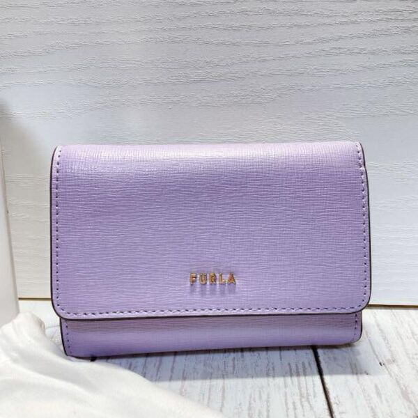 値下げ セール フルラ バビロン 三つ折り財布 パープル&ベージュ FURLA コンパクトウォレット