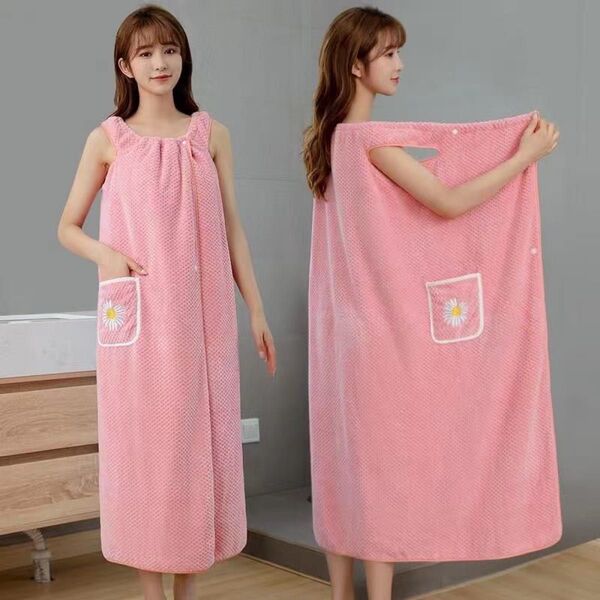 新品・ふわふわ吸水バスローブ/ピンク