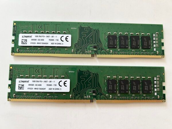 二個セット Kingston 16GB PC4 2400T 計32G デスクトップ用メモリ
