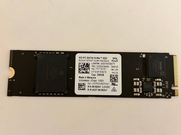 WD PC SN740 NVMe SSD 256GB PCIe Gen4 M.2 2280 SDDQNQD 未使用に近い
