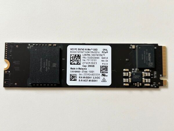 ① WD PC SN740 NVMe SSD 256GB PCIe Gen4 M.2 2280 SDDQNQD 未使用に近い