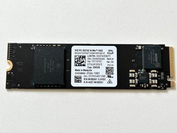 ② WD PC SN740 NVMe SSD 256GB PCIe Gen4 M.2 2280 SDDQNQD 未使用に近い