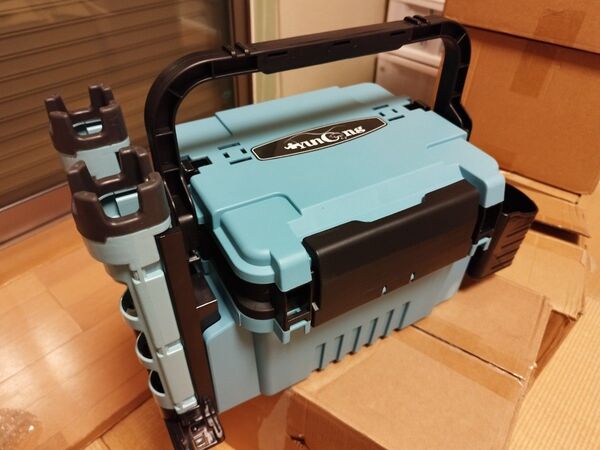 ★☆タックルボックス ロッドホルダー2本+ドリンクホルダー付 ブルー ※追加オプション有り
