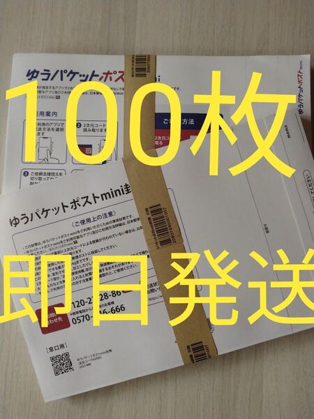 ゆうパケットポストmini専用封筒100枚 即日発送
