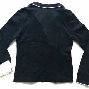 4℃ ヨンドシー 襟付き スキッパー カットソー ストレッチ ロンT  ポロシャツ シンプルデザイン 袖ロールアップ ブラック 柳2989の画像2