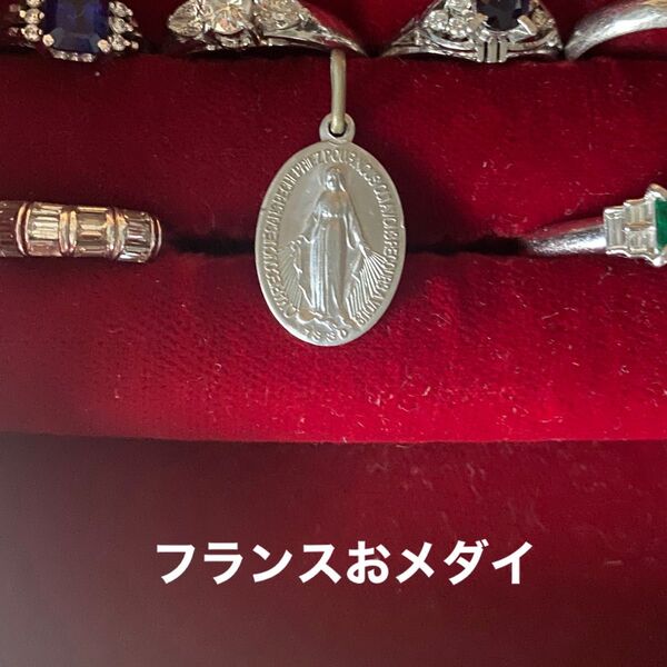 フランス メダイ マリア様 シルバー ネックレス ペンダントトップ ヘッド キリスト コイン アクセサリー チャーム レディース