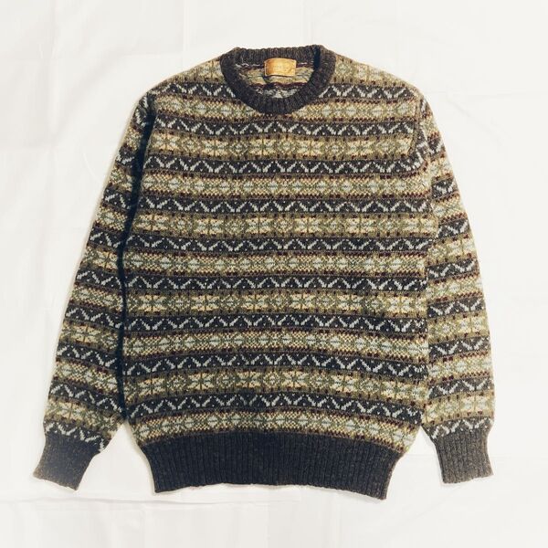 フェアアイル柄 クルーネック ニット セーター セーター 古着