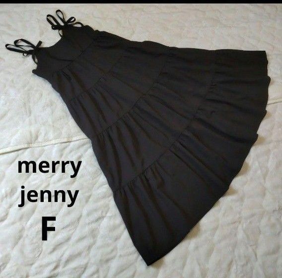 merry Jenny メリージェニー ダブル リボン キャミワンピース ブラック フリーサイズ
