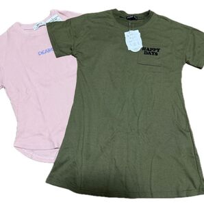 【新品】ワッフル 半袖 Tシャツ チュニック ワンピース 130cm 2点セット