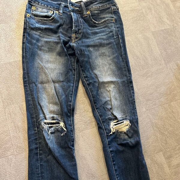 AZULBymoussy ダメージデニムパンツ ブルー ダメージ加工 Sサイズ(64cm)