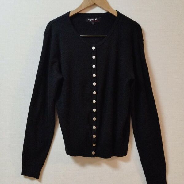 アニエスベー agnes b プレッション カーディガン コットン ニット M