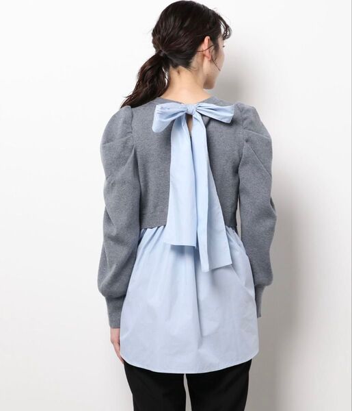 【美品】CELFORD セルフォード 岩田アナ着用 バックリボンレイヤードニットプルオーバー 2021AW 長袖ニット 2way