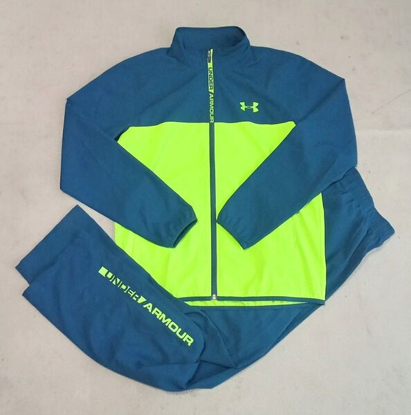 価格相談OK 良品 UNDER ARMOUR ウーブン セットアップ イエロー×ネイビー Lサイズ