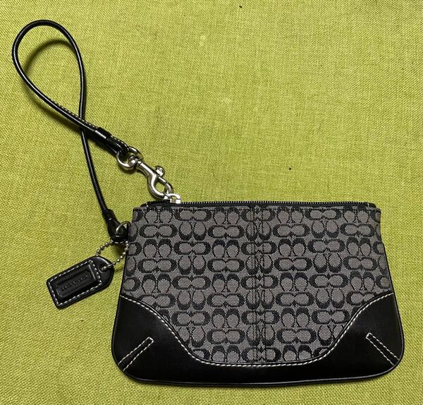 COACH コインケース ブラック/グレー シグネチャー 小物入れ ポーチ キャンバス