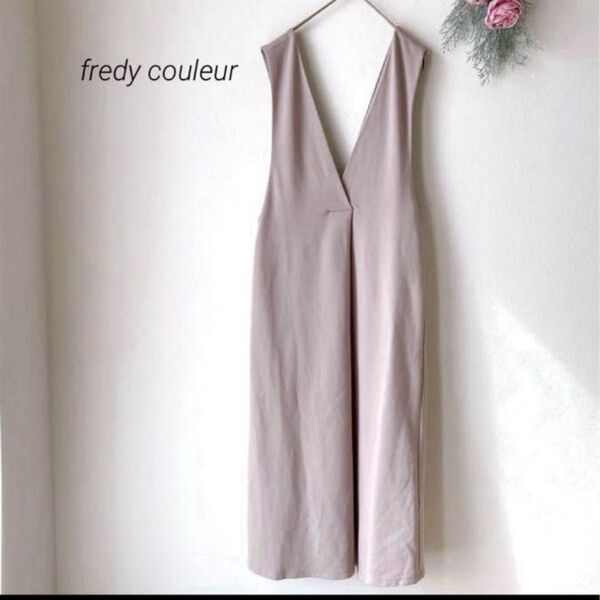 290 【 フレディクルール 】fredy couleur ロングワンピー L オールインワン ノースリーブ ワンピース