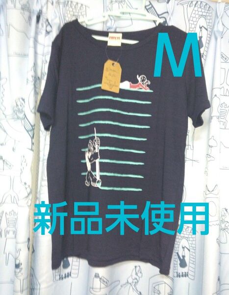 クーポンで200円引き!新品未使用 レディース半袖Tシャツ Mサイズ ポパイ 婦人服 カジュアルトップス ネイビー カットソー