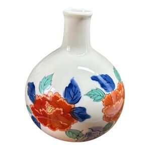 肥前鍋島様式 色絵 牡丹の花 色絵 花器 花入れ 一輪挿し 花瓶