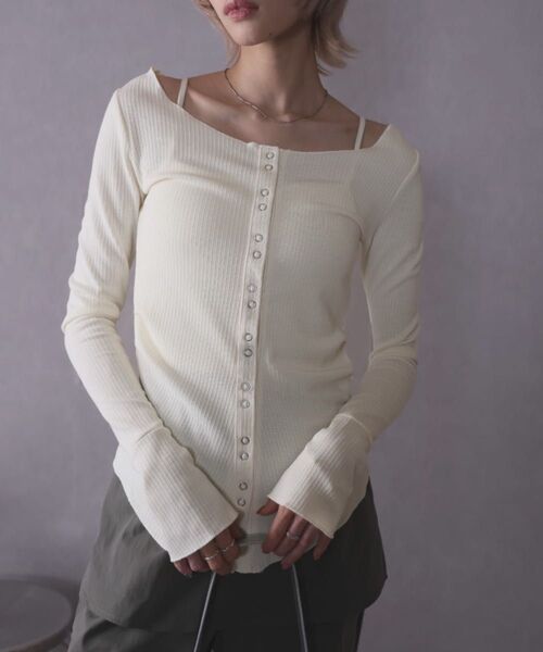 リブロングスリーブTシャツ ホワイトM