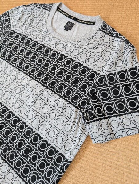 90s アディダス 総柄 希少デザイン トレフォイル 半袖Tシャツ サイズS コットン