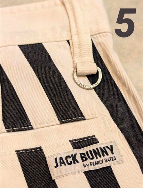 【極美品】JACK BUNNY ストレッチ ハーフパンツ ストライプ ボーダー柄 メンズ5 Lサイズ ゴルフウェア メンズ 白黒
