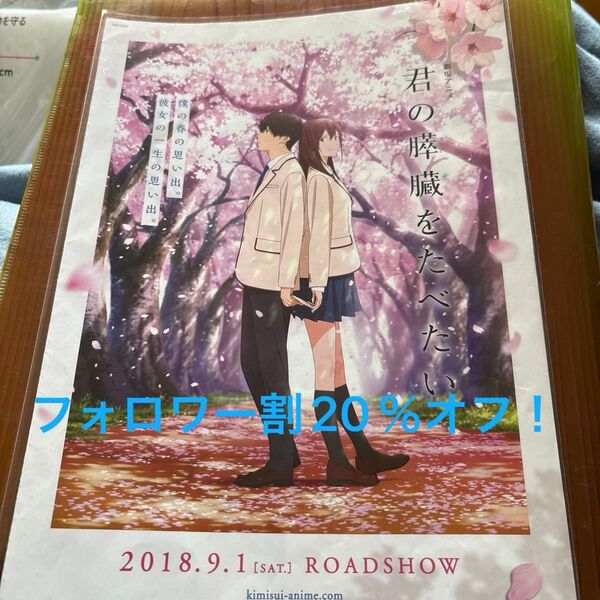 フォロワー割20%オフ! 2018年9月1日公開! 劇場アニメ 「君の膵臓をたべたい」フライヤー