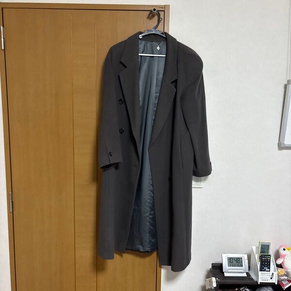 メンズ ロングコート グレー ウール