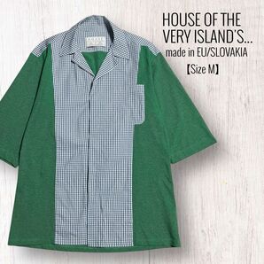*良品*【HOUSE OF THE VERY ISLANDS】ドッキング半袖シャツ オープンカラーシャツ