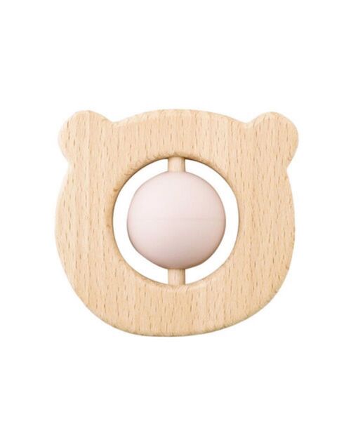【新品】木製 天然木 ウッドシリコンくま型トイ ベビー 子ども