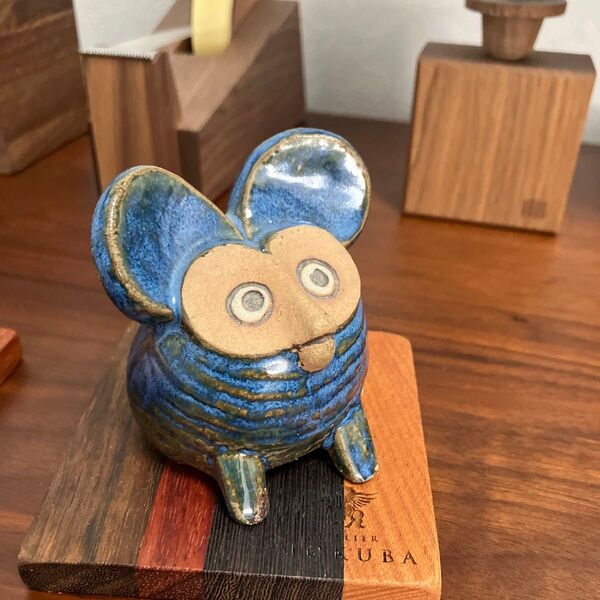 リサラーソン ヴィンテージ 置物 おばけねずみ 希少 工芸品 レアカラー 北欧 lisa larson インテリア フィギュア