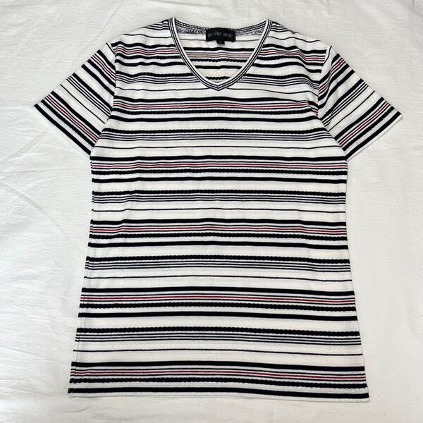 ボーダーTシャツ Vネック 半袖 Mサイズ