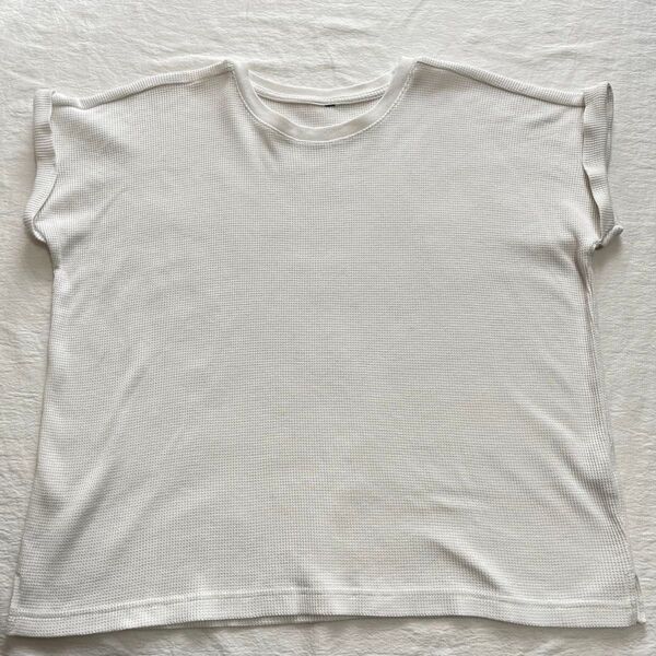 ワッフル Tシャツ クルーネック フレンチスリーブ LLサイズ