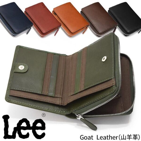 最新作 リー Lee 二つ折り 財布 ラウンドファスナー 小銭入れ ハーフ札入れ 本革 ミニ財布 スマートウォレット LES 4