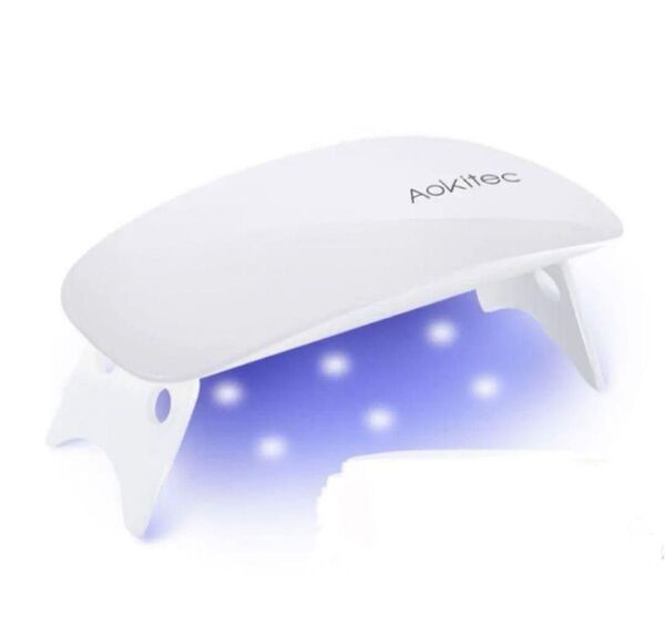 ホワイト UVライト レジン用 ネイルライト Mini 硬化用 LED ネイルドライヤー 赤外線検知 2段階タイマー設定 折り畳み