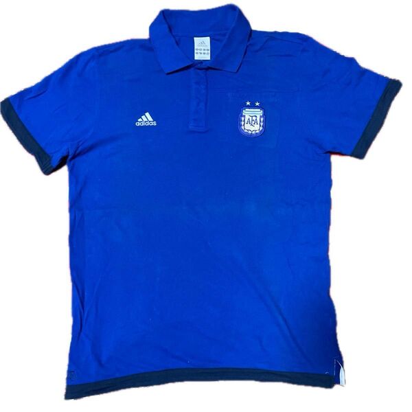 ポロシャツ adidas アルゼンチン代表2010年 Mサイズ ブルー 古着 半袖 ユニフォーム
