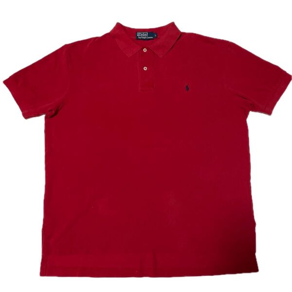 ラルフローレン Ralph Lauren ポロシャツ POLO Lサイズ 半袖 レッド 古着 ヴィンテージ
