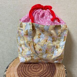 ハンドメイド ランチバッグ トートバッグ うさぎ メルヘン