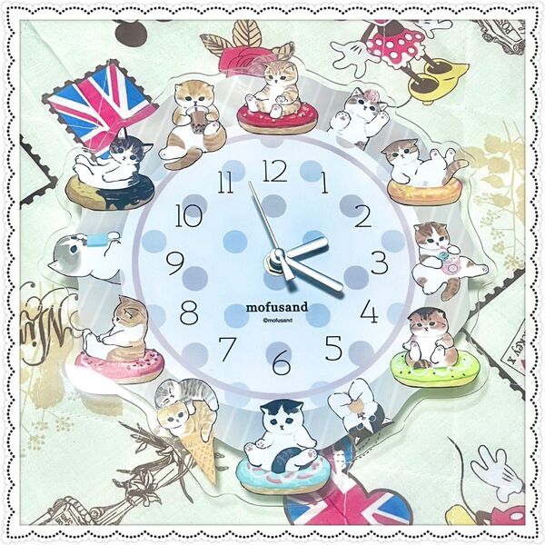 mofusand アクリル壁掛け時計 ドーナツスイーツ
