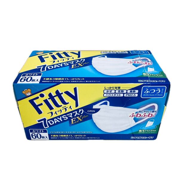 フィッティ 7DAYSマスク EXプラス ふつうサイズ ホワイト 60枚入
