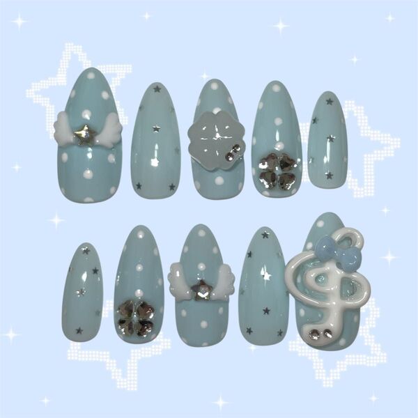 【現品】No.40 量産型 地雷系 ワンホン 韓国 y2k ネイルチップ 女児 ちゅるん ウィッシュコア