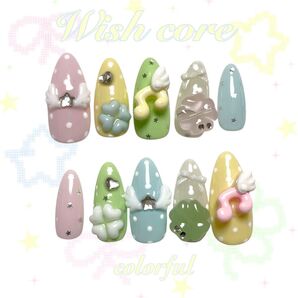 【現品】No.41 量産型 地雷系 ワンホン 韓国 y2k ネイルチップ 女児 ちゅるん ウィッシュコア