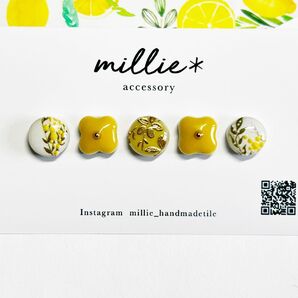 花 フラワー ミモザ 菜の花 プレゼント 小さい ピアス イヤリング タイル キラキラ 可愛い まとめ売り