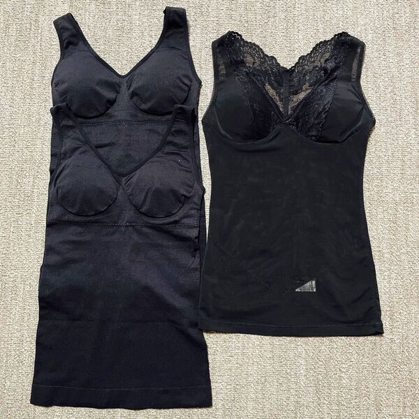 ブラトップ カップ付きインナー 補正下着 ボディシェイパー セット 加圧 S M 新品未使用